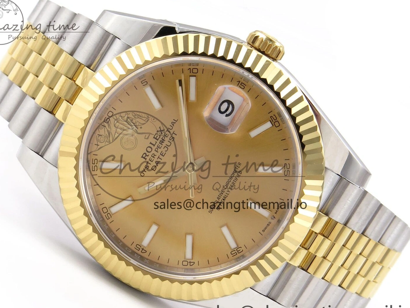 MiroTime 0127 Vibrant DateJust 41 126333 EWEF Best Edition YG Stick Dial on SS YG Jubilee Bracelet A 990